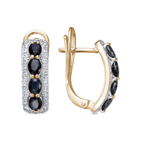 Серьги с 8 сапфирами и 64 бриллиантами из красного золота 129568 Серьги с 8 сапфирами и 64 бриллиантами из красного золота 129568