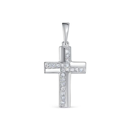 Декоративный крест с 20 бриллиантами 0.1 карат из белого золота 118211