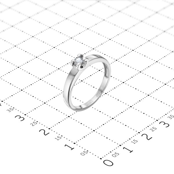 Кольцо с бриллиантом 0.109 карат из белого золота 50315