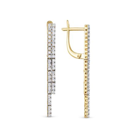 Серьги с 84 бриллиантами 0.588 карат из лимонного золота 126375