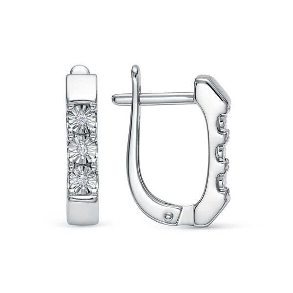 Серьги с 6 бриллиантами 0.03 карат из белого золота 143683