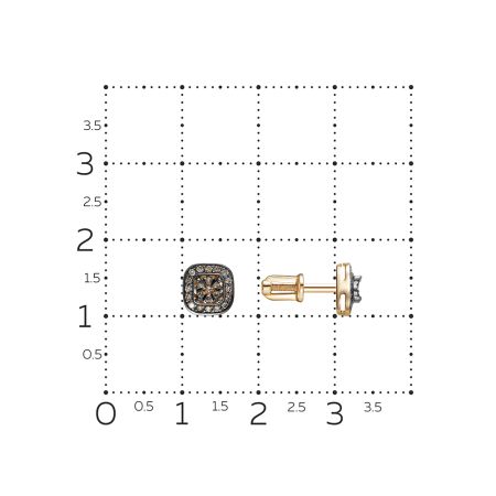 Серьги-пусеты с 46 коньячными бриллиантами из красного золота 136438