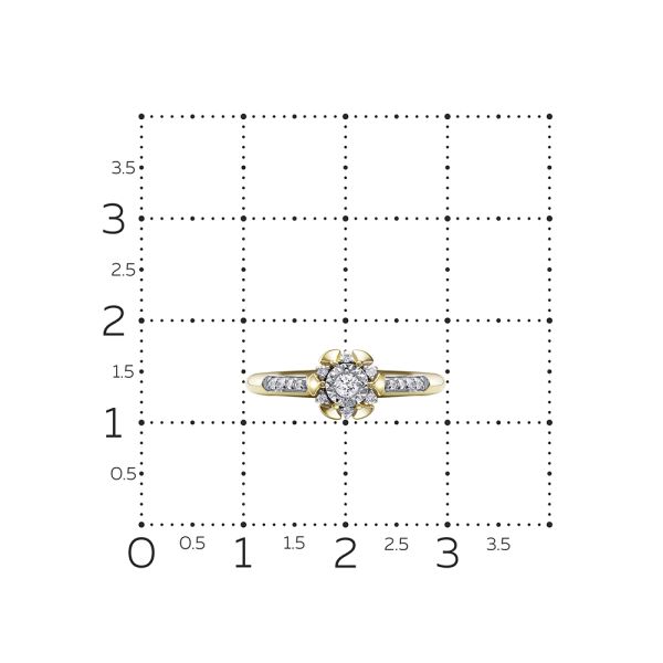 Кольцо с 15 бриллиантами из лимонного золота 99354