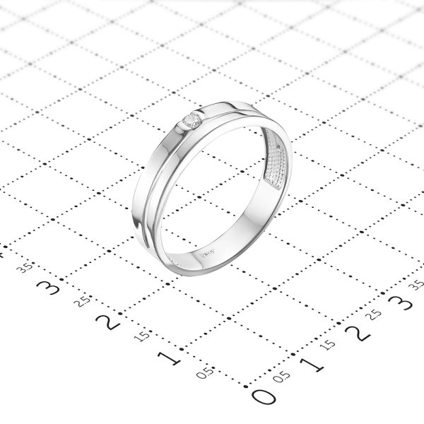 Кольцо с бриллиантом 0.038 карат из белого золота 61857