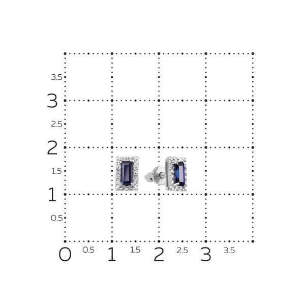 Серьги-пусеты с сапфирами и 24 бриллиантами из белого золота 70021