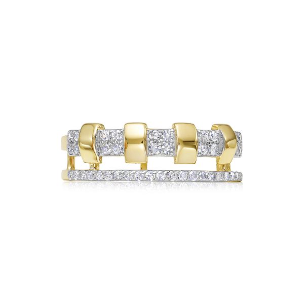 Кольцо с 41 бриллиантом из лимонного золота 143881