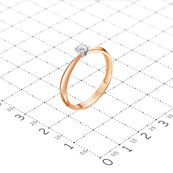 Кольцо с бриллиантом 0.12 карат из красного золота 77074