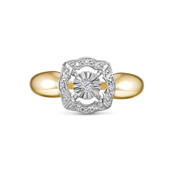 Кольцо с 13 бриллиантами из лимонного золота 144137