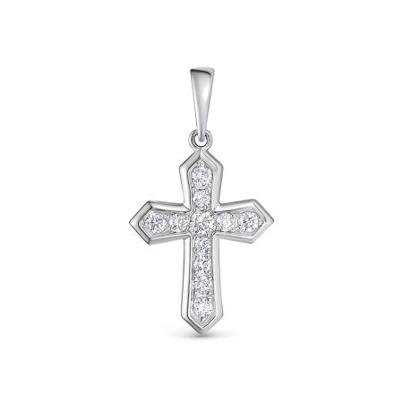 Декоративный крест с 11 бриллиантами из белого золота 118204