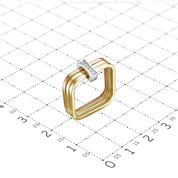 Кольцо с 5 бриллиантами из комбинированного золота 80905