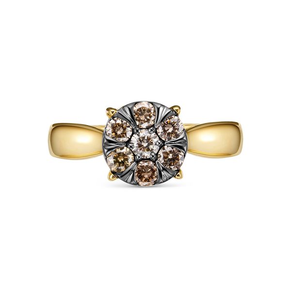 Кольцо с 7 коньячными бриллиантами из лимонного золота 144233