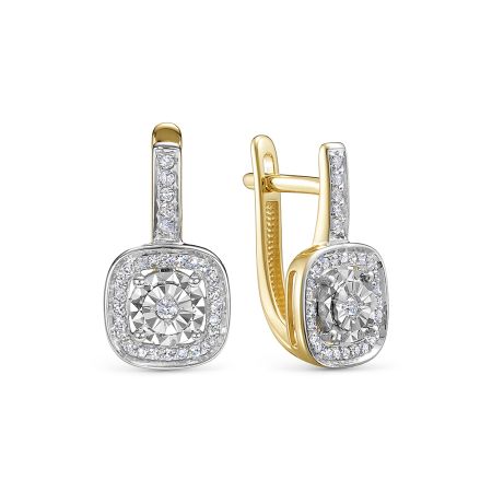 Серьги с 60 бриллиантами из лимонного золота 146407