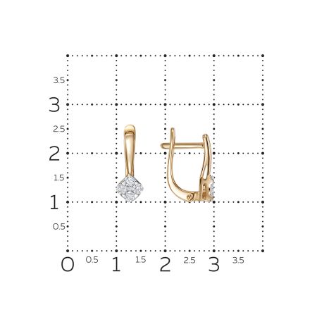 Серьги с 10 бриллиантами из красного золота 131482 Серьги с 10 бриллиантами из красного золота 131482