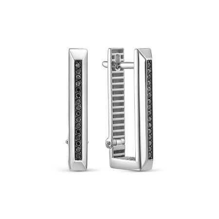 Серьги с 32 черными бриллиантами из белого золота 142801