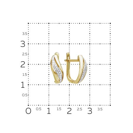 Серьги с 32 бриллиантами 0.096 карат из лимонного золота 88153