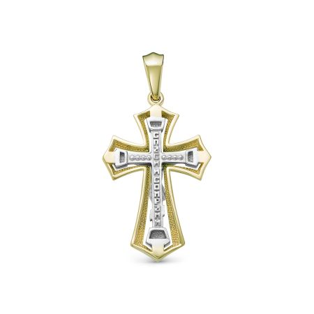 Православный крест с бриллиантом 0.007 карат из комбинированного золота 86375