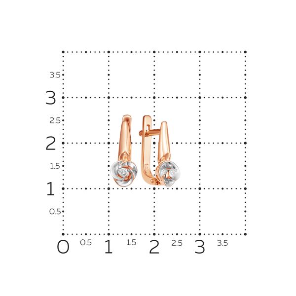 Серьги с бриллиантами 0.064 карат из красного золота 54171