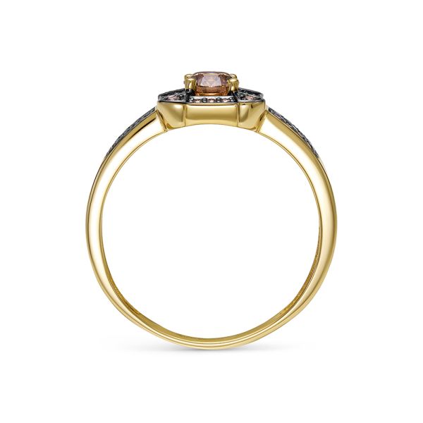 Кольцо с 41 коньячным бриллиантом из лимонного золота 144393