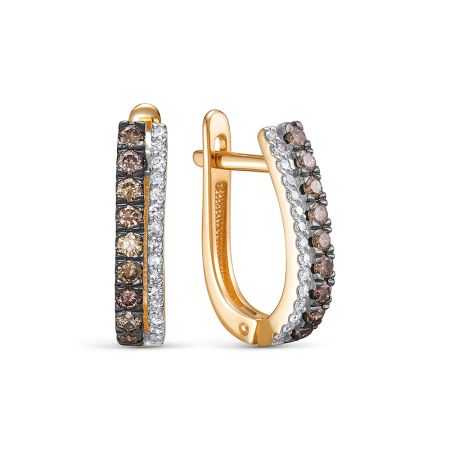 Серьги с 18 коньячными бриллиантами и 30 бриллиантами из красного золота 142861