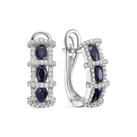 Серьги с 6 сапфирами и 108 бриллиантами из белого золота 144623