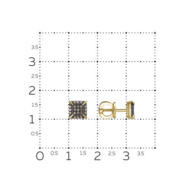 Серьги-пусеты с 42 коньячными бриллиантами из лимонного золота 144692