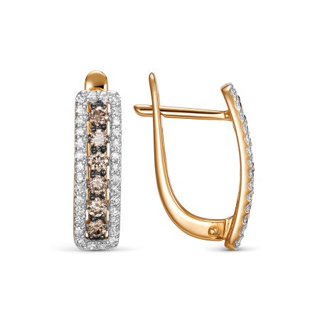 Серьги с 12 коньячными бриллиантами и 64 бриллиантами из красного золота 142863