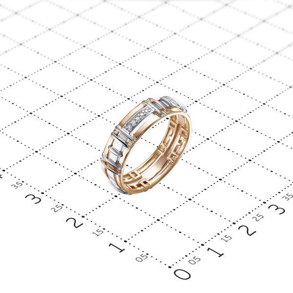 Кольцо с 5 бриллиантами 0.025 карат из комбинированного золота 91164