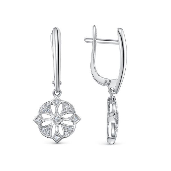 Серьги с 34 бриллиантами из белого золота 142839