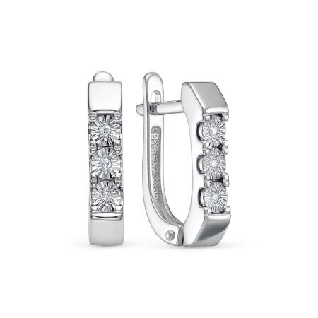 Серьги с 6 бриллиантами 0.03 карат из белого золота 143683