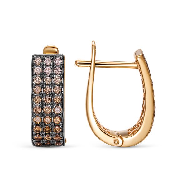 Серьги с 60 коньячными бриллиантами из красного золота 143667