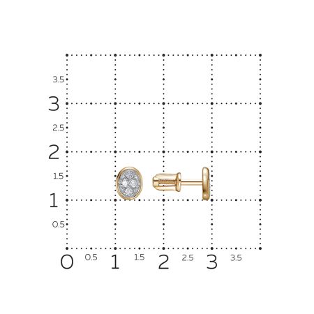 Серьги-пусеты с 16 бриллиантами из красного золота 136430
