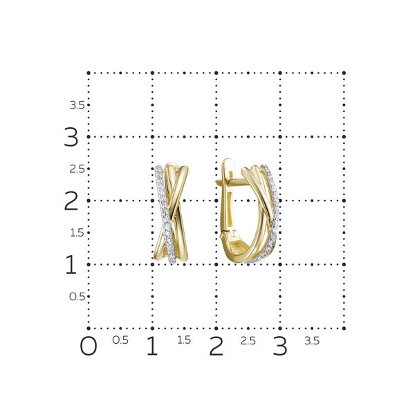 Серьги с 34 бриллиантами 0.17 карат из лимонного золота 124128