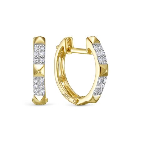 Серьги с 24 бриллиантами 0.12 карат из лимонного золота 140778