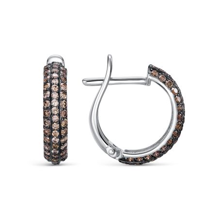 Серьги с 102 коньячными бриллиантами из белого золота 143673