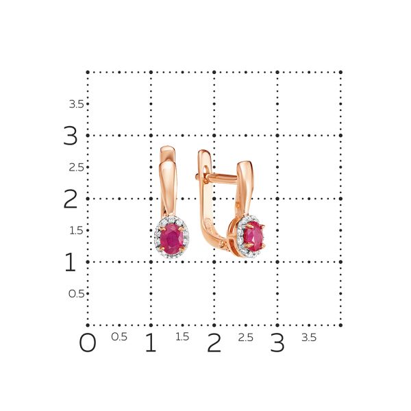 Серьги с рубинами и 20 бриллиантами из красного золота 53864