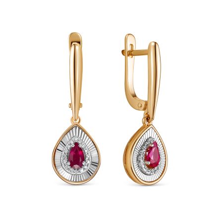 Серьги с рубинами и 32 бриллиантами из красного золота 137953
