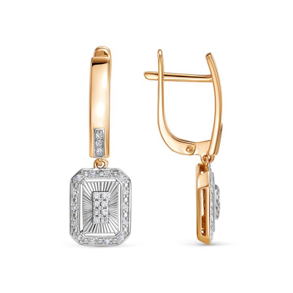 Серьги с 50 бриллиантами 0.25 карат из красного золота 145689