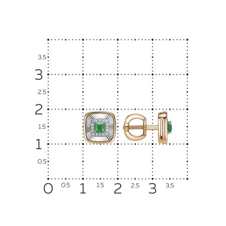 Серьги-пусеты с изумрудами и 32 бриллиантами из красного золота 137389