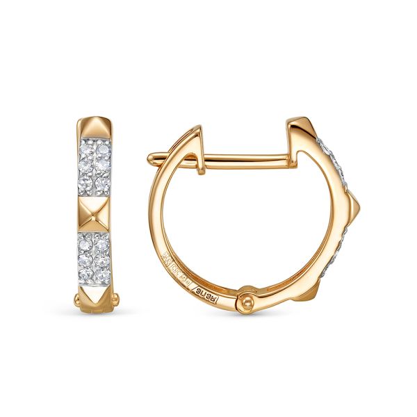 Серьги с 24 бриллиантами 0.12 карат из красного золота 138896