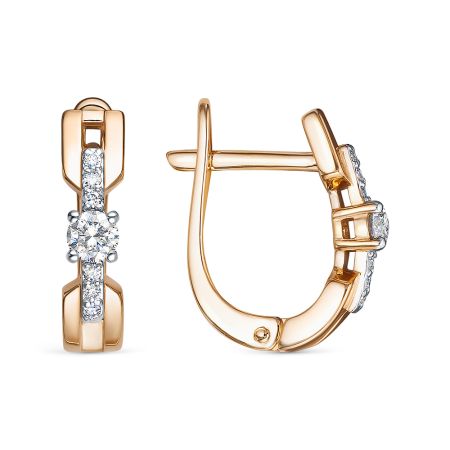 Серьги с 14 бриллиантами из красного золота 137331