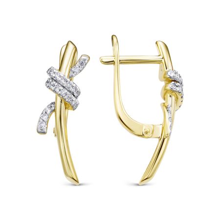 Серьги с 38 бриллиантами 0.19 карат из лимонного золота 142795