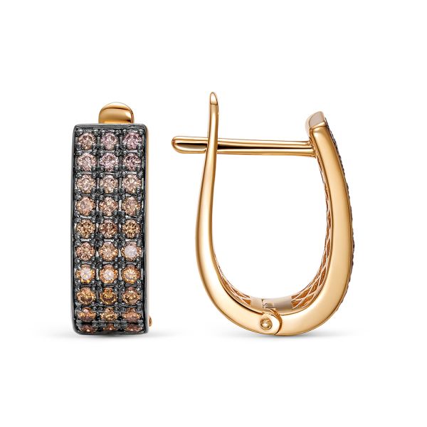 Серьги с 60 коньячными бриллиантами из красного золота 143667