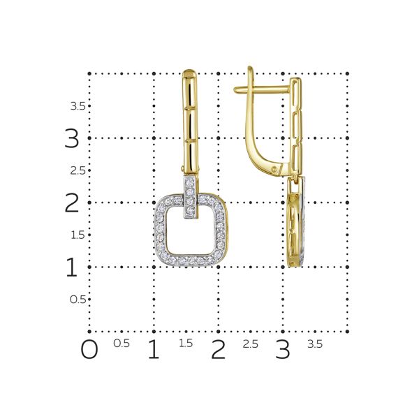 Серьги с 50 бриллиантами 0.35 карат из лимонного золота 138857