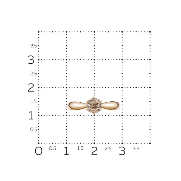 Кольцо с 9 коньячными бриллиантами из красного золота 111634