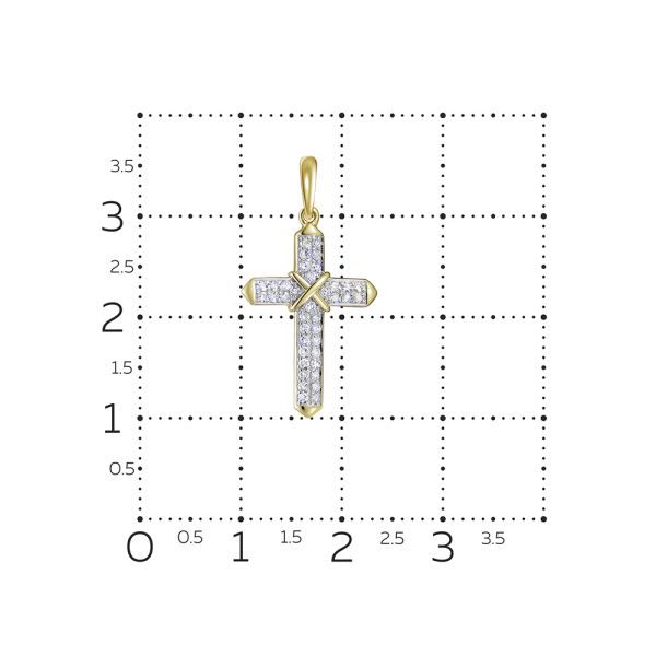 Декоративный крест с 38 бриллиантами 0.19 карат из лимонного золота 118353