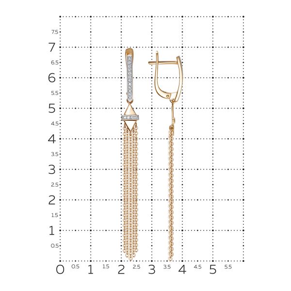 Серьги с 32 бриллиантами 0.16 карат из красного золота 141491