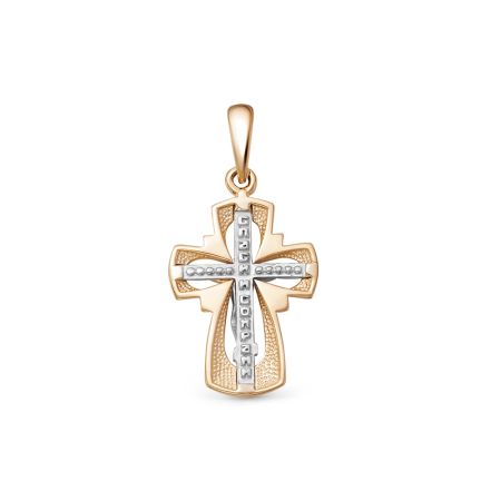 Православный крест с бриллиантом 0.005 карат из комбинированного золота 78129