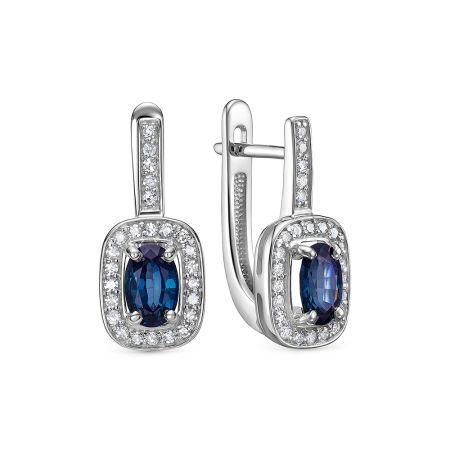 Серьги с сапфирами и 50 бриллиантами из белого золота 144922