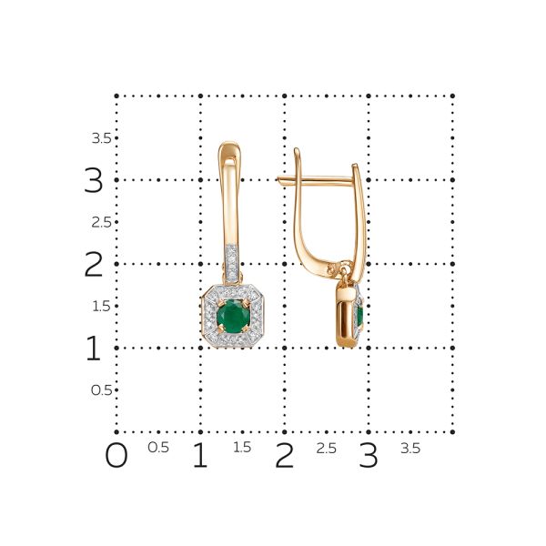 Серьги с изумрудами и 40 бриллиантами из красного золота 146427