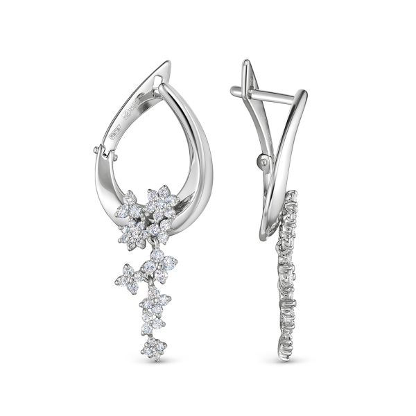 Серьги с 80 бриллиантами из белого золота 138884